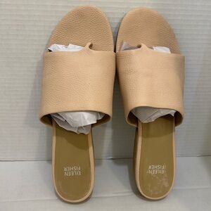 Eileen Fisher Women's Cream Slide Sandals thong woman’s size 11 leather